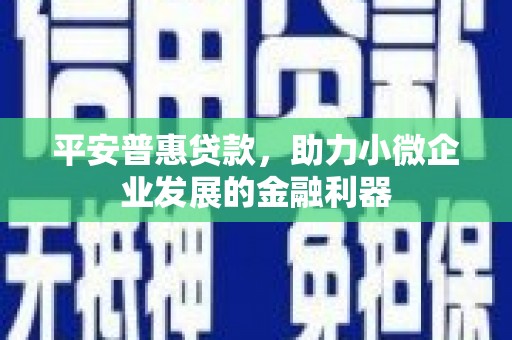 梁河平安普惠贷款，助力小微企业发展的金融利器