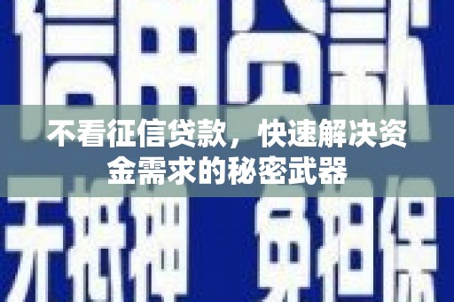 梁河不看征信贷款，快速解决资金需求的秘密武器